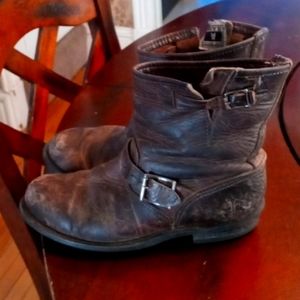 FRYE Stonewash Distressed Leather Short SMITH ENGINEER Boots womens size 9